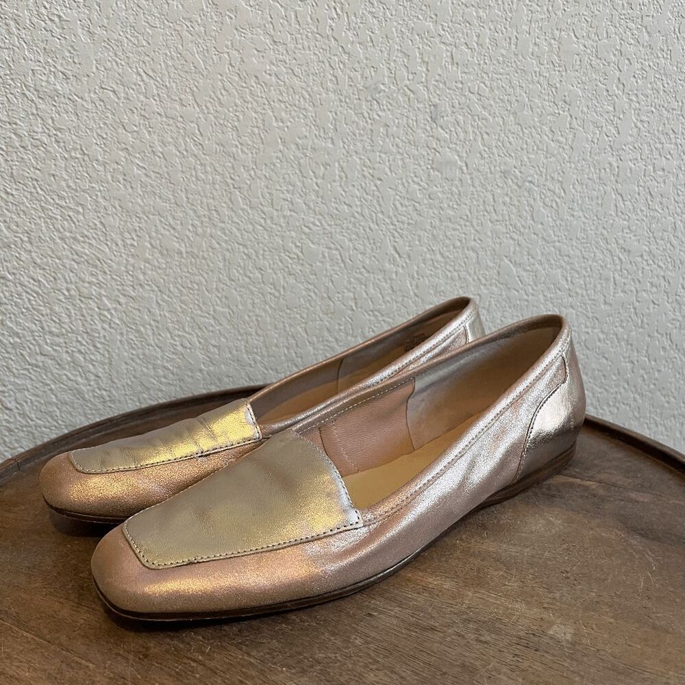 Enzo Angiolini Liberty Metallic Leather Slip-On Loafer Women's Size 9.5 N Narrow